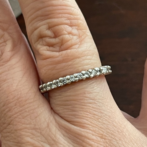 Cubic zirconia gold plated solid sterling silver size 7.0 eternity ring - Picture 7 of 11